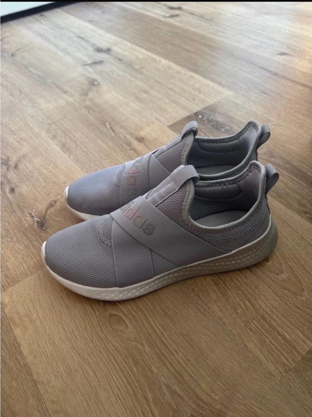 adidas Slip-On Athletic Sneakers in Light Gray